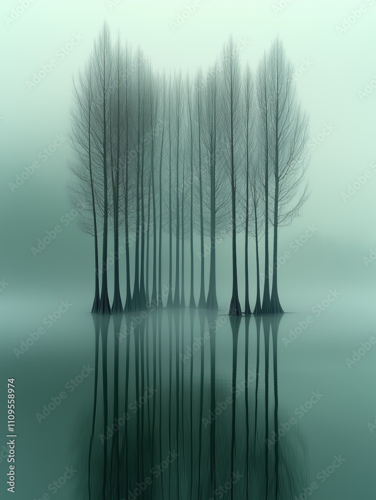 custom made wallpaper toronto digitalMisty Reflections of Trees in Water