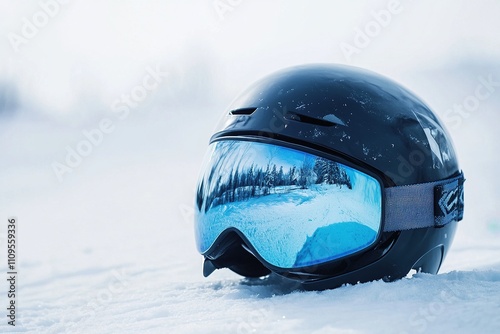 Snowboard helmet on white background.