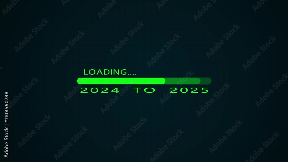 Loading bar from 2024 to 2025 new year transfer animation. Year change ...