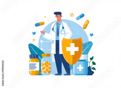 Vector flat icon of medical protection concept with 1721065733 2