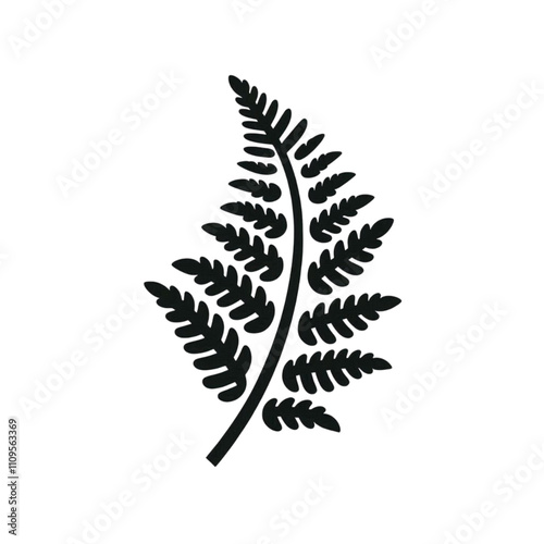 Simple and minimalist illustration of a fern plant in black color on a transparent background. Suitable for use as a logo, icon, or emblem.