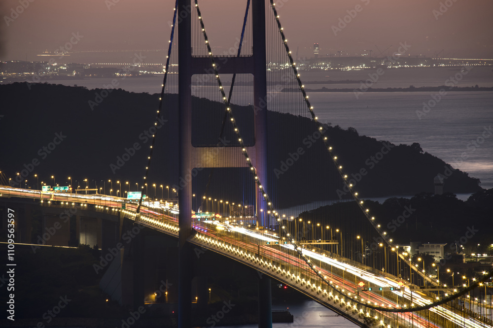 Fototapeta premium long exposure with Tsing Ma bridge