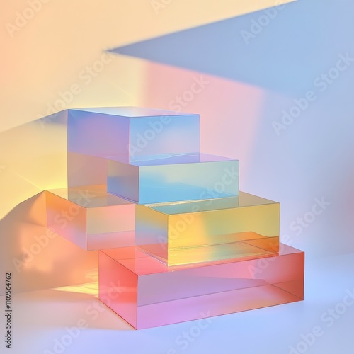colorful transparent cubes with pastel background