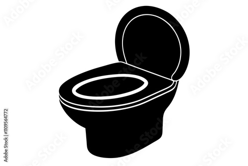 Toilet seat icon | isolated silhouette vector illustration on white background