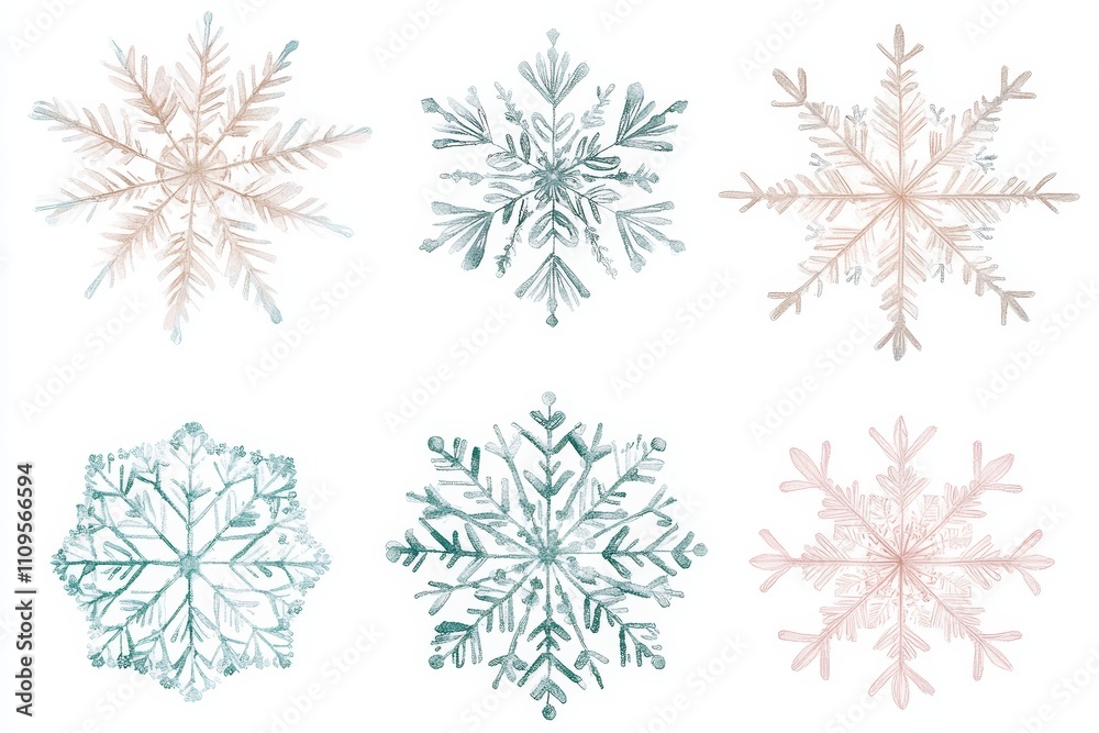 watercolor snowflakes on white background watercolor snowflakes on white background