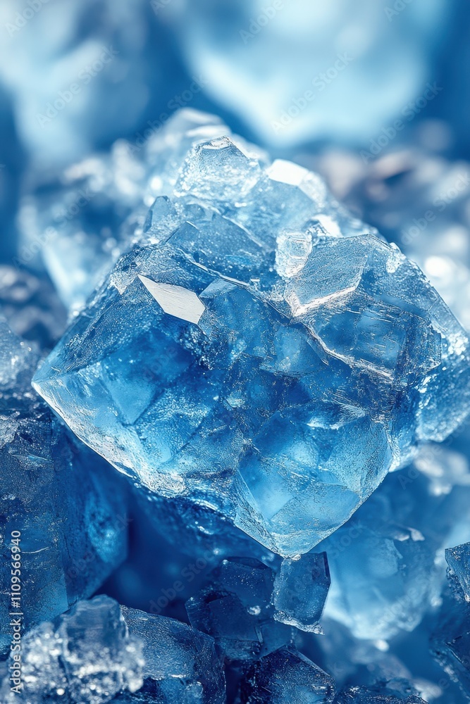 Macro photo of blue crystal texture, showcasing intricate details and sparkling facets Macro photo of blue crystal texture, showcasing intricate details and sparkling facets