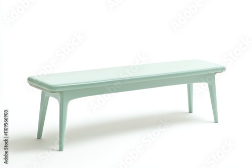 pastel colored green bench on white background