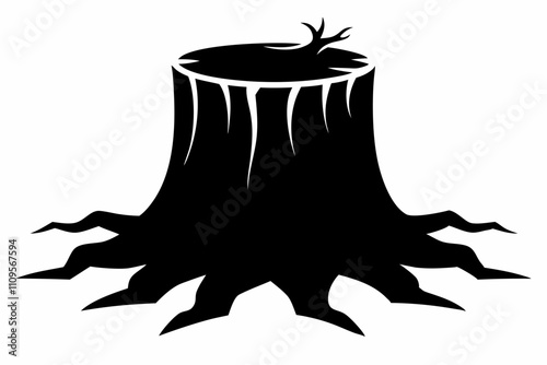 Tree Stump vector silhouette black design white background