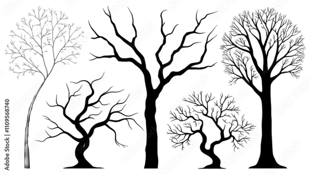 Detailed tree silhouettes - Illustration Detailed tree silhouettes - Illustration