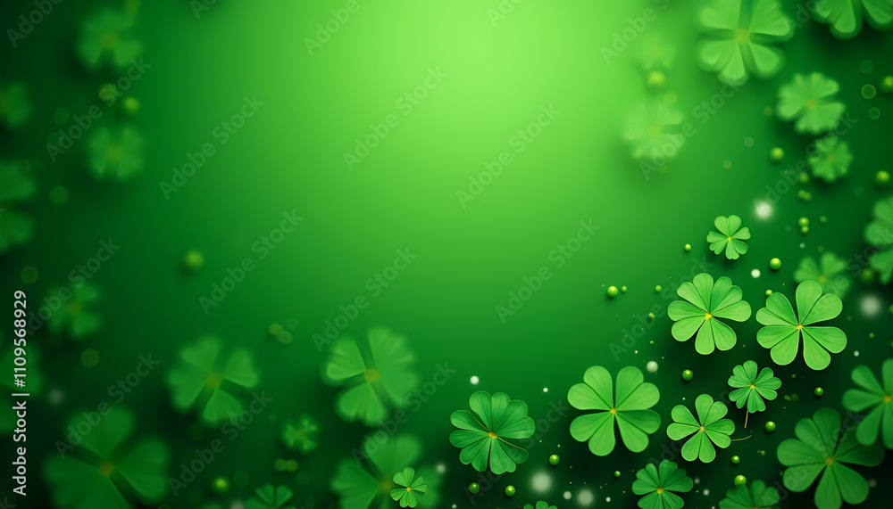 Abstract background of vibrant green shamrocks with soft bokeh effects Abstract background of vibrant green shamrocks with soft bokeh effects