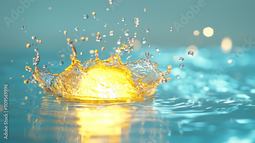 Golden gradient  with fine details of water droplets and ripples in motion.