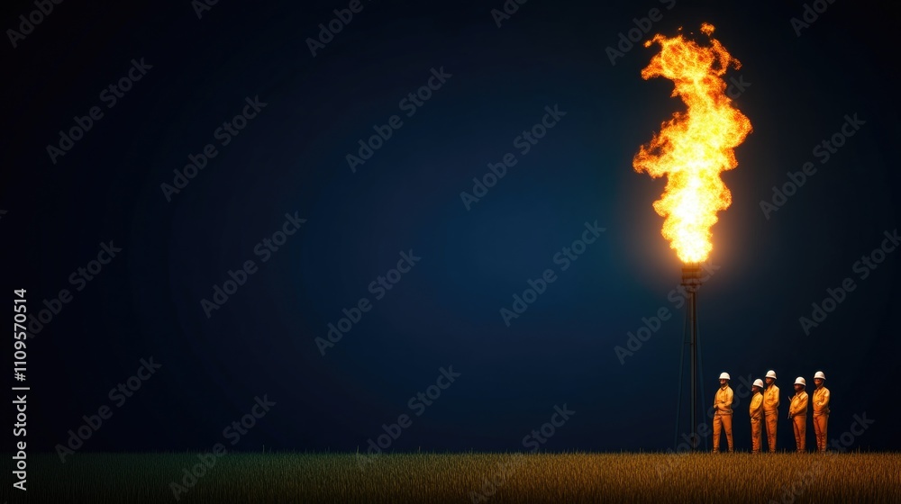 Obraz premium Gas Flaring Safety Measures Offshore Engineers