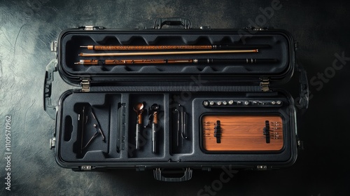 Open Case with Musical Instruments