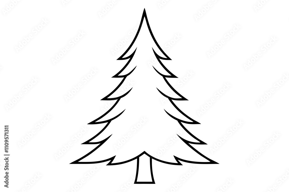 Obraz premium Pine Tree line art vector design white background