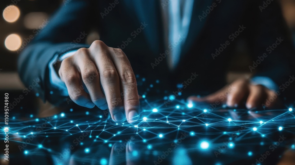 Touching Digital Connection Network Technology Concept Touching Digital Connection Network Technology Concept