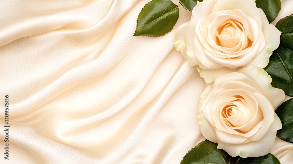 White plastic product photography, background silk clothing, A silky and smooth feeling, the product is lying on clothing, with a few green leaves and roses surrounding it on the right side of the pic White plastic product photography, background silk clothing, A silky and smooth feeling, the product is lying on clothing, with a few green leaves and roses surrounding it on the right side of the pic