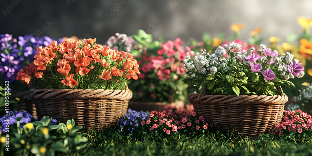 Various Flowering Plants in Pots on Rustic Wooden Table Various Flowering Plants in Pots on Rustic Wooden Table