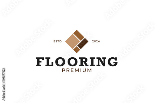 Modern creative wood flooring tile logo design concept vector illustration idea