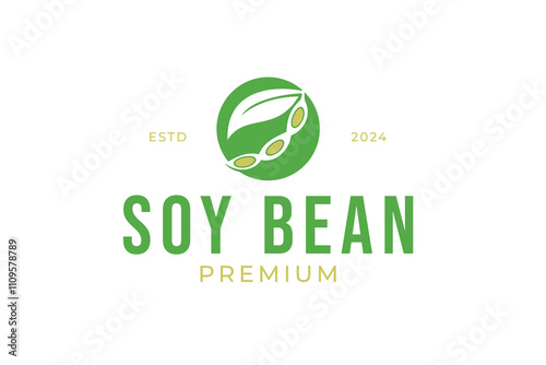 Circle with soybean logo design concept vector template illustration