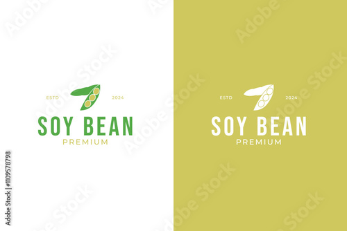 Creative organic soybean logo design concept vector template illustration