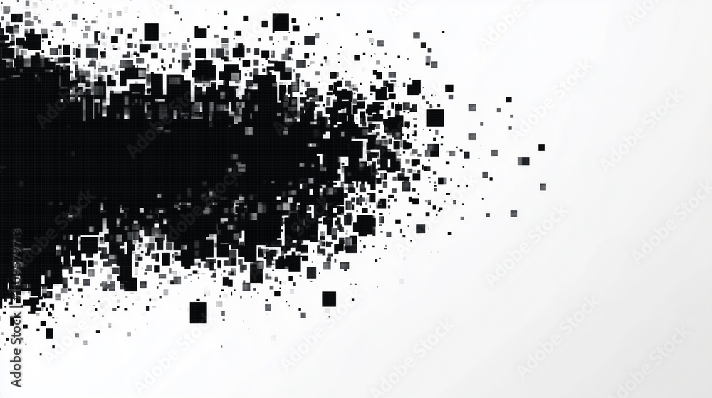 Black colored flat digital pixel art, modern design, isolated on white Black colored flat digital pixel art, modern design, isolated on white