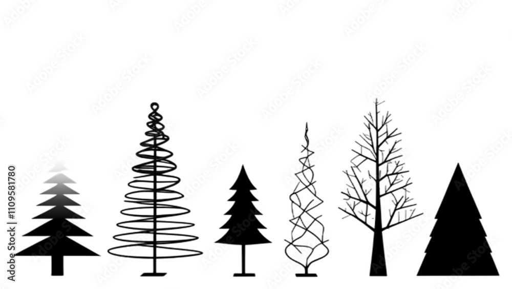 Fototapeta premium winter cristmas tree silhouette on white
