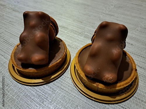 Tartelette chocolat avec ourson en guimauve