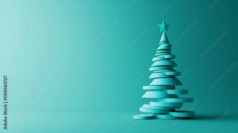 money tree illustration, create a simple d model cartoon-like christmas tree made of coins in a turquoise color scheme money tree illustration, create a simple d model cartoon-like christmas tree made of coins in a turquoise color scheme