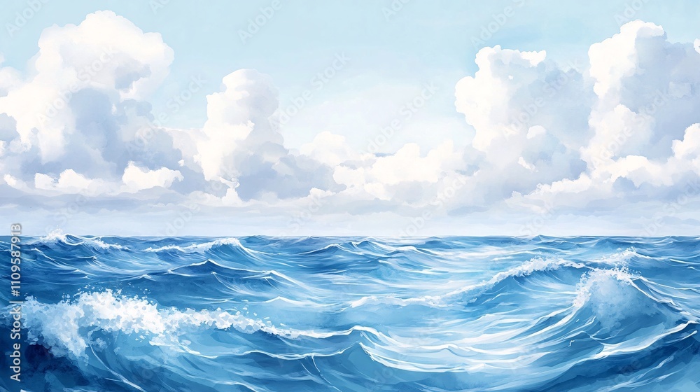 Serene Ocean Waves Under a Cloudy Sky Serene Ocean Waves Under a Cloudy Sky