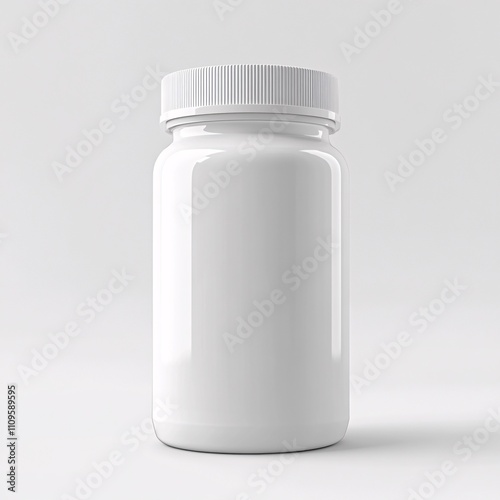 White Plastic Medicine Bottle Minimalist Design