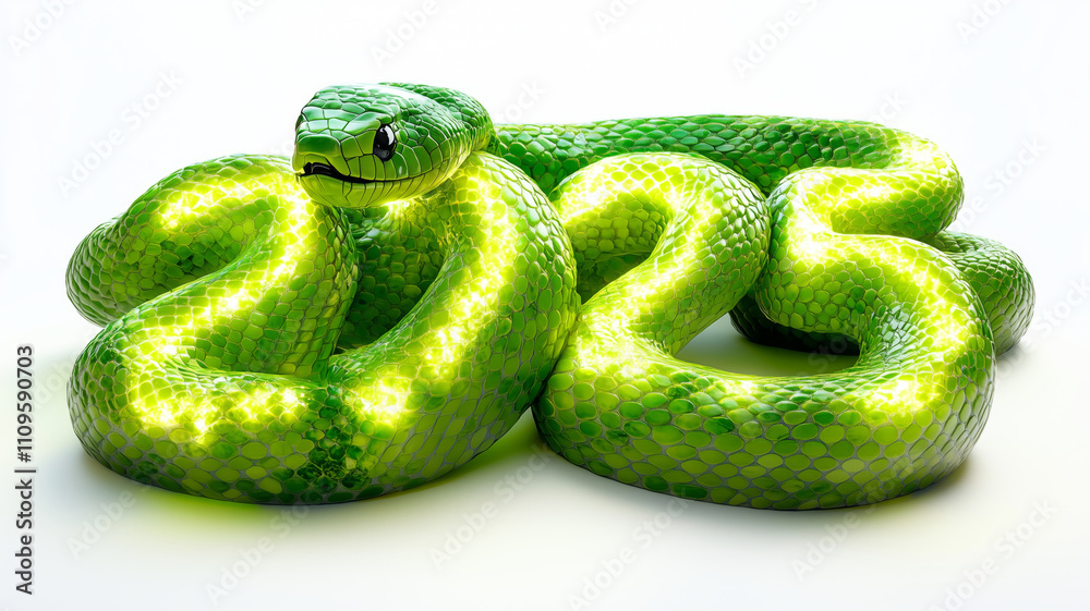 Green snake gracefully wraps around vibrant numbers in stunning display Green snake gracefully wraps around vibrant numbers in stunning display