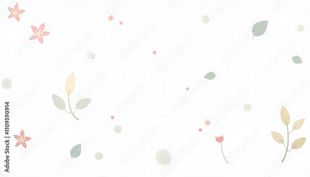 Minimal floral pattern on white background Minimal floral pattern on white background