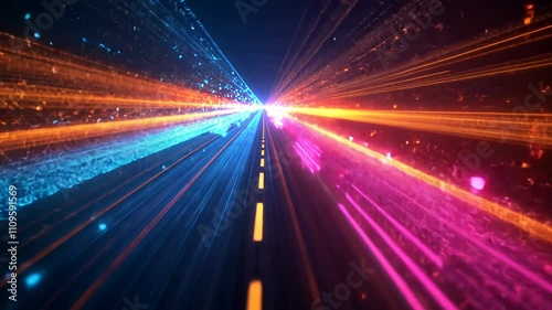 Abstract Speed Tunnel of Light Trails