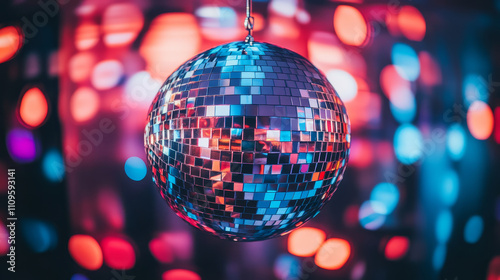 Shiny Disco Ball with Colorful Reflections