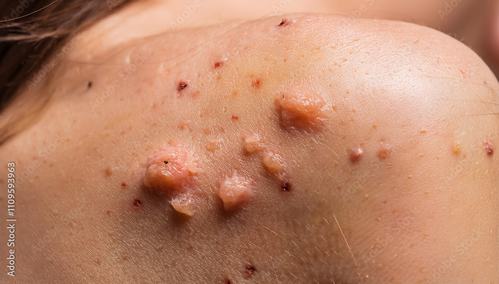 Fototapeta premium Skin with acne close-up. Skin problems, disease