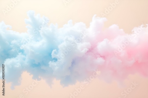 Dreamy Pastel Pink and Blue Clouds with Ethereal Mood on Peach Background