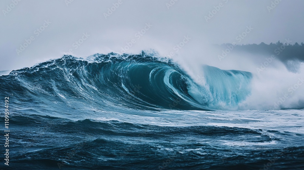 Dramatic Ocean Wave Crashing Powerful Surf Blue Water Dramatic Ocean Wave Crashing Powerful Surf Blue Water