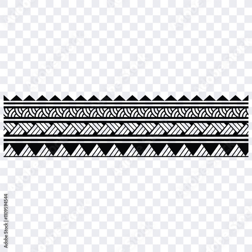 Polynesian tattoo tribal band design. Samoan tattoo tribal ornament border.
Decoration seamless pattern.