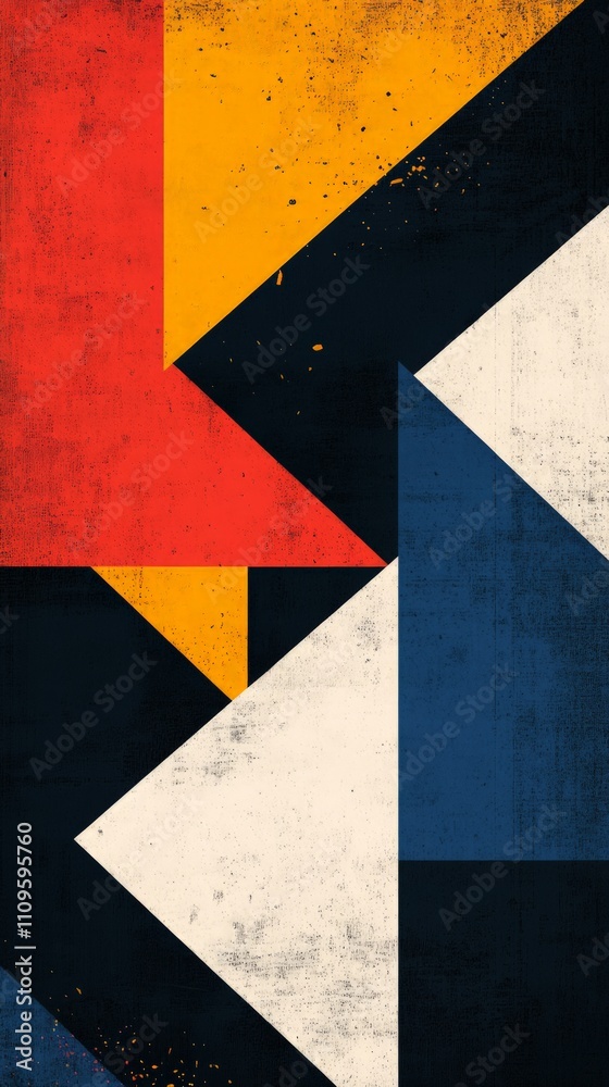 Fototapeta premium Vibrant Geometric Abstraction, a striking blend of bold colors and shapes, perfect for enhancing mobile screens with a contemporary artistic flair.