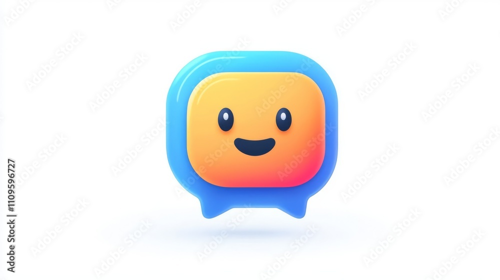 Fototapeta premium Colorful smiley chat icon with friendly expression.