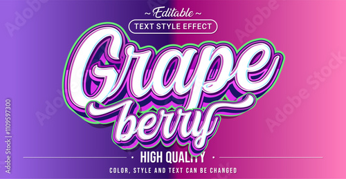 Editable text style effect - Grape Berry text style theme.