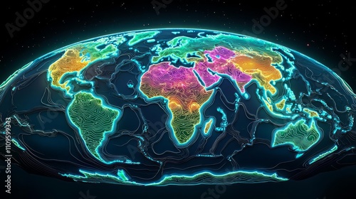 Colorful world map illustration. photo