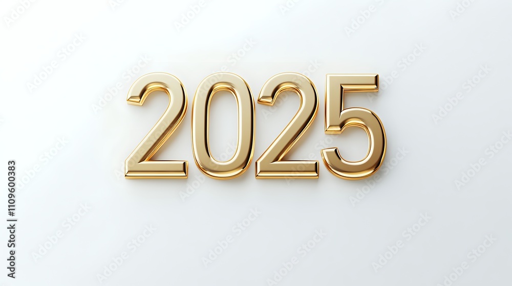 Golden 2025 numerals on white background. (1) Golden 2025 numerals on white background. (1)
