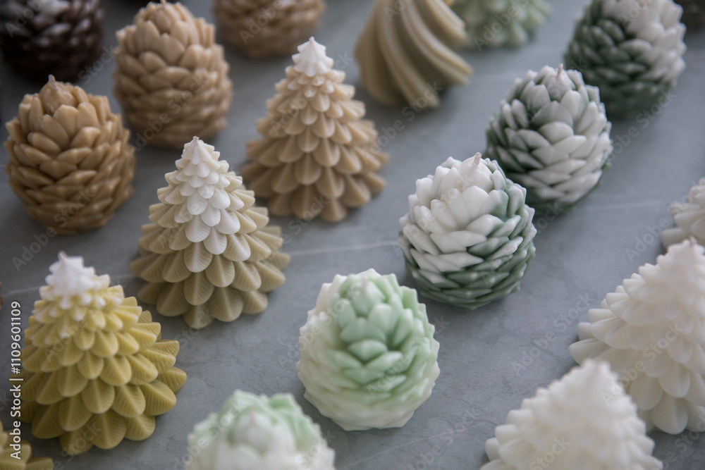 Fototapeta premium Handmade decorative candles for New Year and Christmas