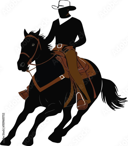 cowboy riding horse flat design vector art