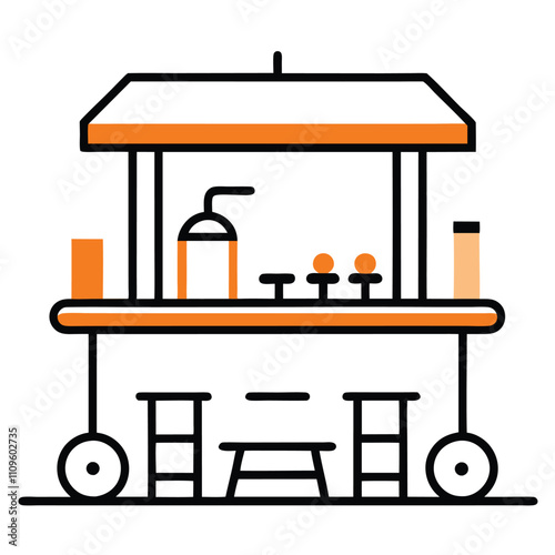 Wooden Kitchen Cart Vector Illustration.