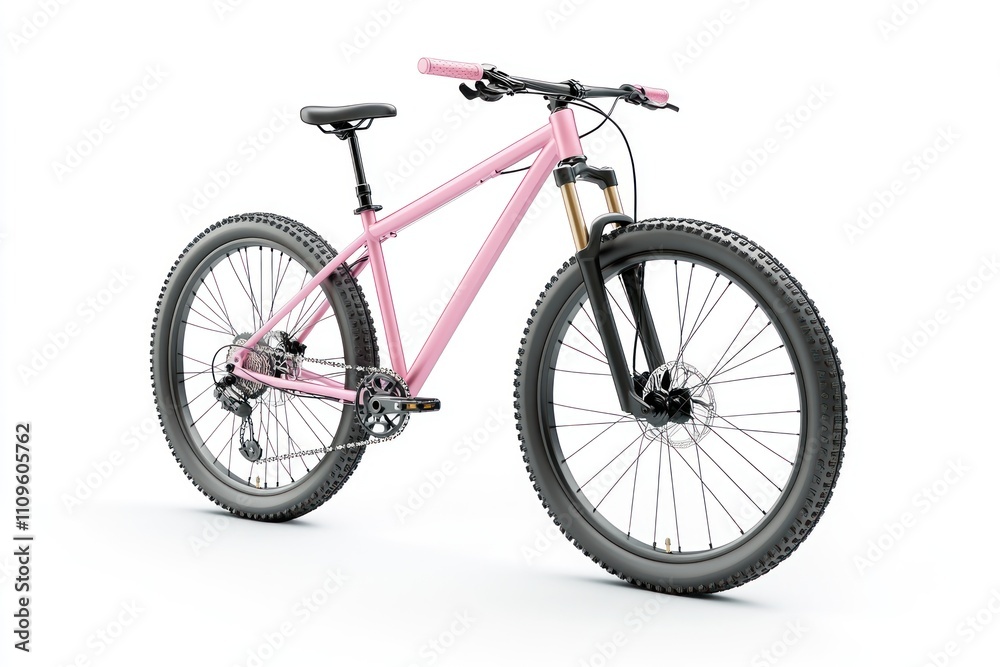 Obraz premium Pink mountain bike isolated on white background. (1)