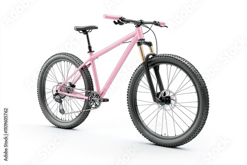 Pink mountain bike isolated on white background. (1)