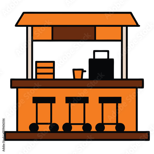 Wooden Kitchen Cart Vector Illustration.