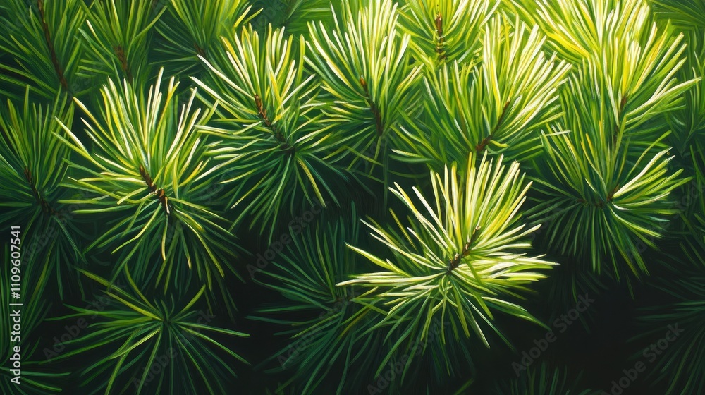 A close-up view of bright green pine leaves, revealing their fine and sharp details background wallpaper AI generated image A close-up view of bright green pine leaves, revealing their fine and sharp details background wallpaper AI generated image